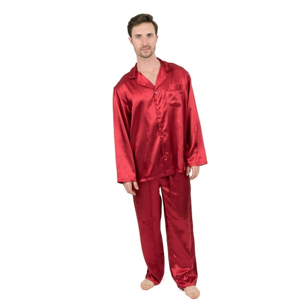 Leveret - Leveret Mens Satin Pajamas Christmas 2 Piece Pajama Set Size ...
