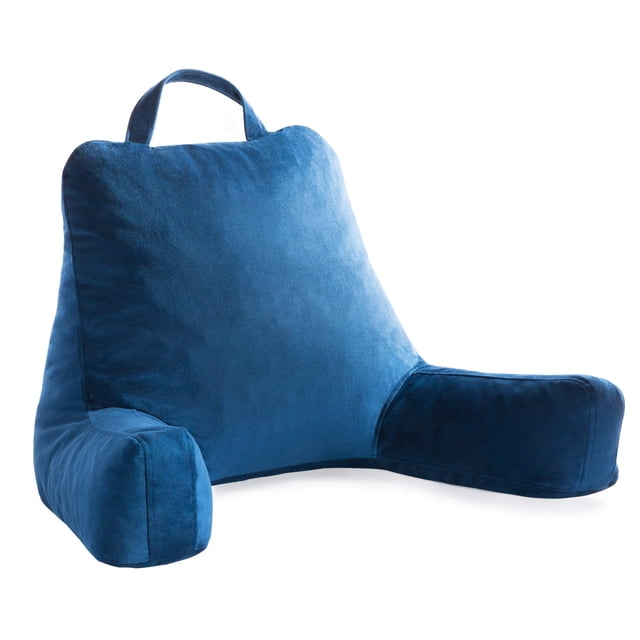 Almohada de lectura Linenspa con espuma viscoelástica triturada, color azul marino