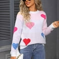 thumbnail image 5 of Qulqfy Sweater for Women Cute Long Sleeve White Pullover Hearts Knitted Crew Neck Tops Womens Fall Sweaters S, 5 of 6