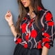 thumbnail image 1 of Camisa De Solapa Camisas casuales de mujer Camisa de solapa suelta estampada a la moda Blusa de calle (Rojo XL) Cgtredaw para Mujer Rojo T S, 1 of 6