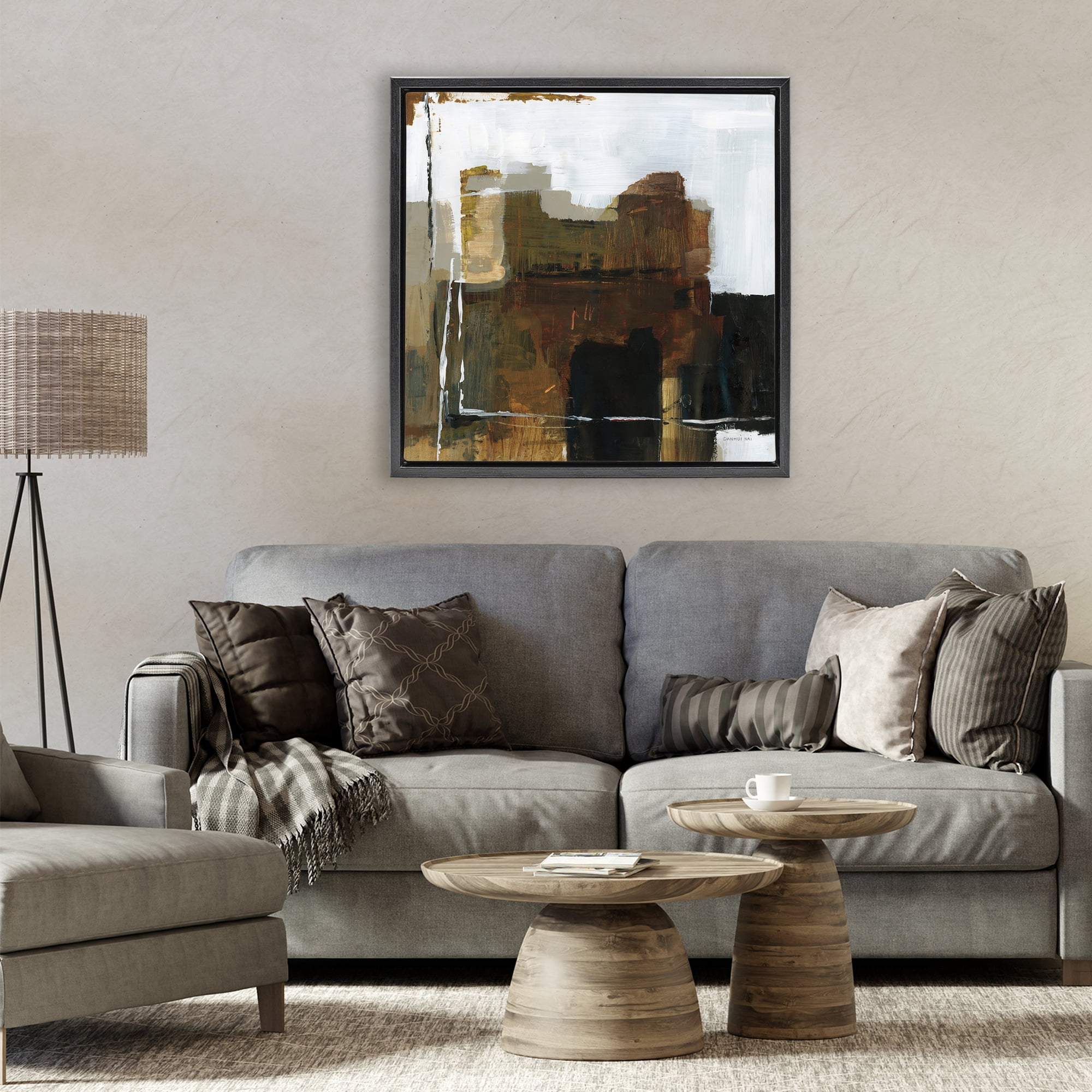 Stupell Industries Natural Abstract Earth Tones Black Framed Floater Canvas Wall Art, design by Danhui Nai