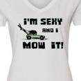 thumbnail image 4 of Inktastic I'm Sexy and I Mow It Lawnmower Fun Women's V-Neck T-Shirt, 4 of 5