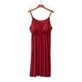 thumbnail image 3 of Womens Nightdress Sleepwear New Slip Nightgowns for Women Spaghetti Strap Loungewear Pajama Dress Soft Cotton Smocked Sleep Shirt with Built in Bra Night Gowns for Women Wine One Size, 3 of 3