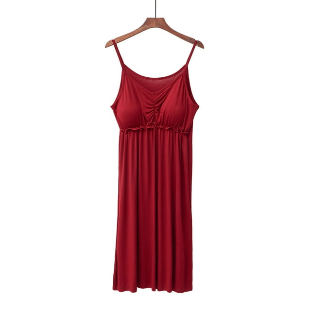 Weiqiqre Pyjama Grande Taille pour Femmes, Robe de Pyjama d'Été à Pince, Robe de Nuit de Pompage avec Rembourrage