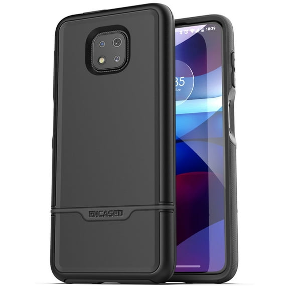 Encased Rebel Series for Moto G Power 2021 Case, Military Grade Full Body Rugged Cover (Motorola G Power) Black