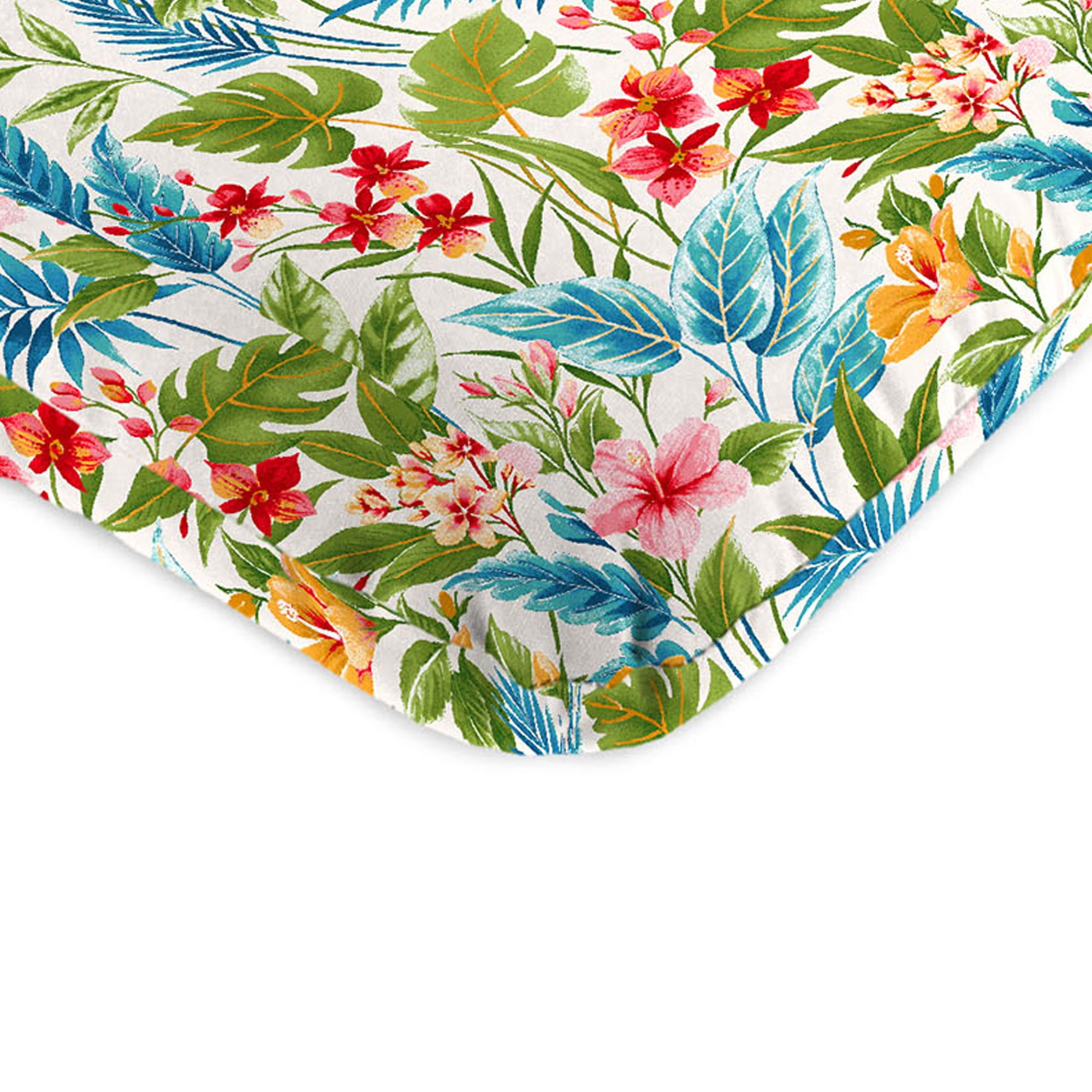 Jordan Manufacturing 45" x 22" Carena Multi White Floral Rectangular Outdoor Chair Cushion with Ties and Hanger Loop (2 Pack)