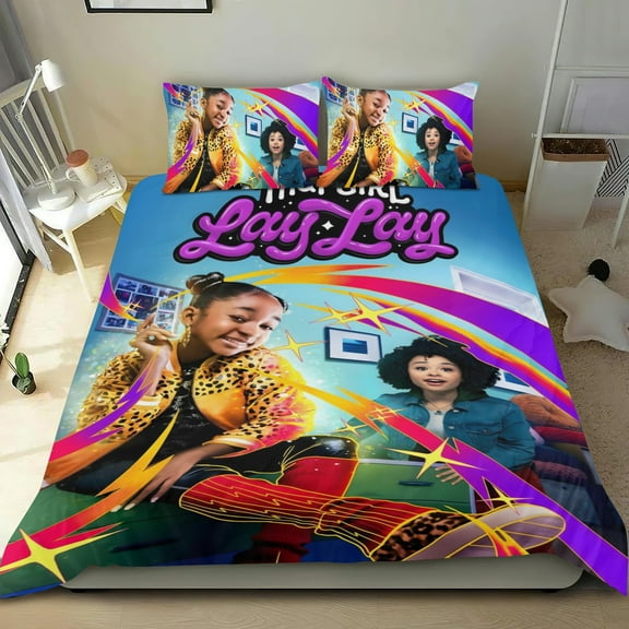 That Girl Lay Lay-themed Bed Sheet Set Three Piece Set Comfortable And Skin Friendly Unique Design Home Decor Gifts For Family Friends fans36x75Inches（90cm*190cm）