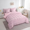 thumbnail image 4 of Manfei Modern Geometric Artistic 7 Pieces Bedding Comforter Set,Pink White Full Bedding Set,Boho Theme Fitted Sheet Flat Sheet For Girl Teens,Microfiber Bedroom Decor Reversible, 4 of 9