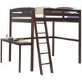 thumbnail image 2 of Camaflexi Tribeca Solid Pine Wood High Loft Bed Twin with Desk in Cappuccino 100% Solid Wood, 2 of 9