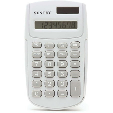Sentry Dual Power Calculator, White