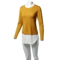 thumbnail image 5 of FashionOutfit Women's Classic Soft Stretch Shirt Tail Contrast Viscose Sweater Top, 5 of 5