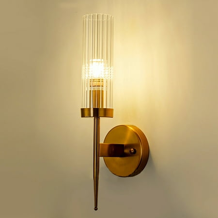 

Golden Wall Lamp Modern Iron Glass Wall Sconce Light Fixtures for Living Room Modern Wall Lamp Golden Wall Sconce Light for Hallway Bedroom Bedside Lighting Glass Wall Mount Light