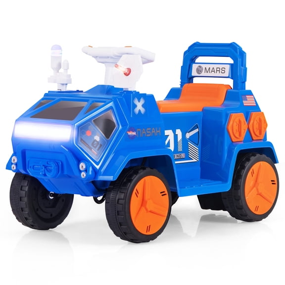 OLAKIDS Ride on Car, 6V Electric Toy for Kids with Radar, Rocket, MP3, USB, Horn, Power Display, Headlight, 4-Wheeler Battery Powered Quad Gift for Toddlers Boys Girls Age 3