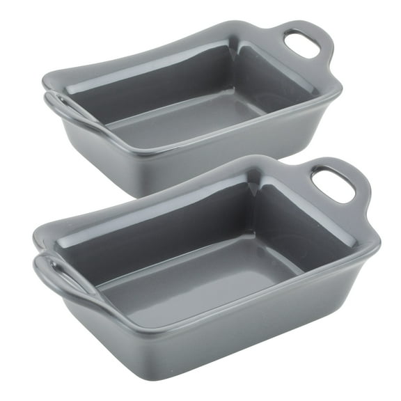 Rachael Ray Ceramics Rectangular Au Gratin Set, 2 Piece, Dark Gray