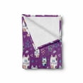 thumbnail image 2 of Cat Soft Flannel Fleece Throw Blanket, Doodle Cartoon Design Baby Kittens Pattern Ornate Hearts Swirls Circles Artwork, Cozy Plush for Indoor and Outdoor Use, 60" x 80", Multicolor, by Ambesonne, 2 of 6