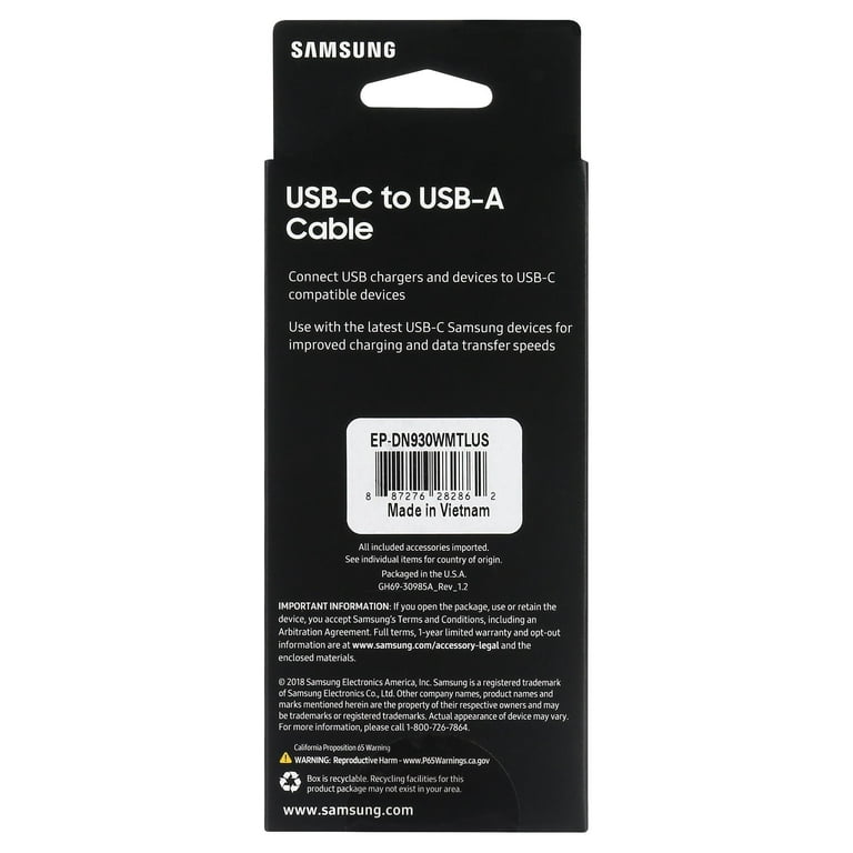 Samsung USB-C Cable (USB-C to USB-A) Mobile Accessories - EP-DN930CWEGUS