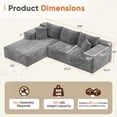 thumbnail image 5 of Homall 108" Sectional Sofa Boneless Cloud Couch with L-Shape Chaise Modular Sofa Couch with Deep Seat No Assembly for Living Room,Studio,Apartment,Corduroy Gray, 5 of 9