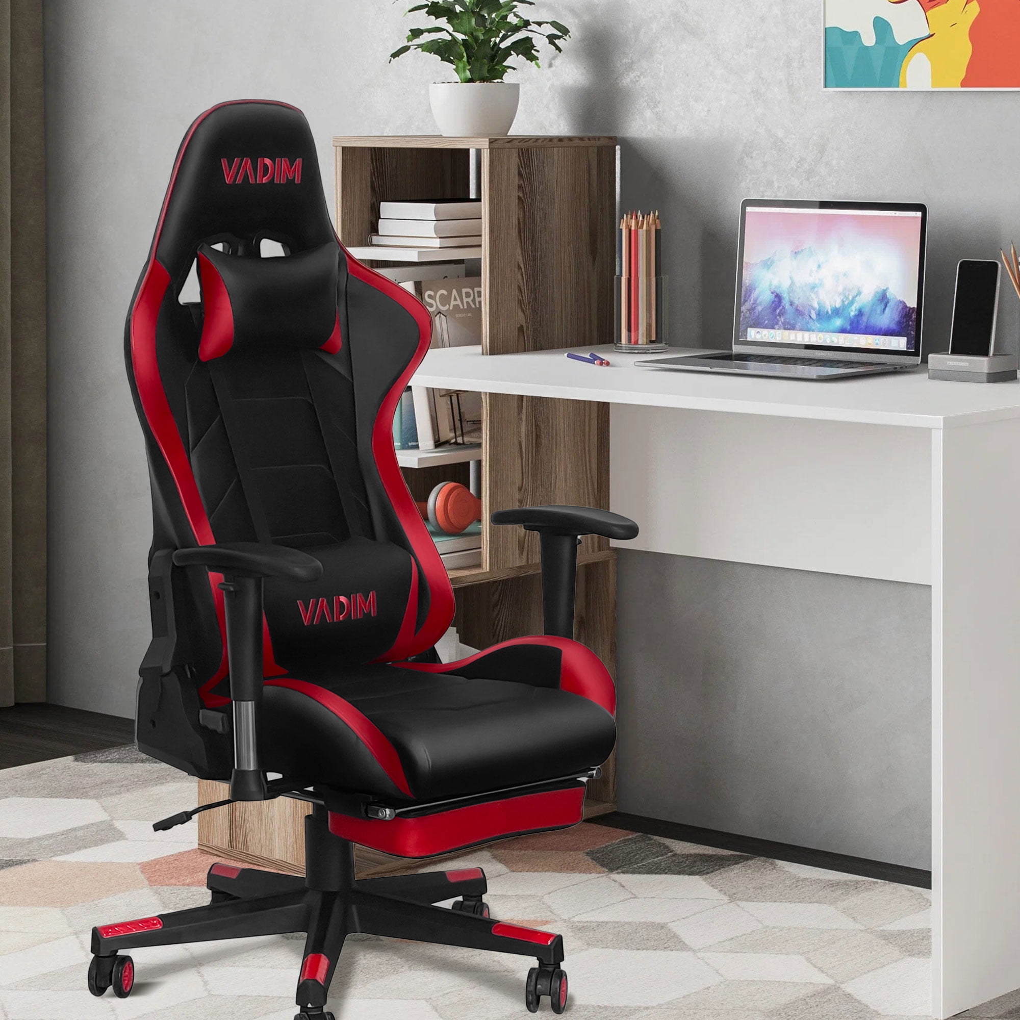 JoooDeee Gaming Chair with Footrest and Ergonomic Lumbar Massage