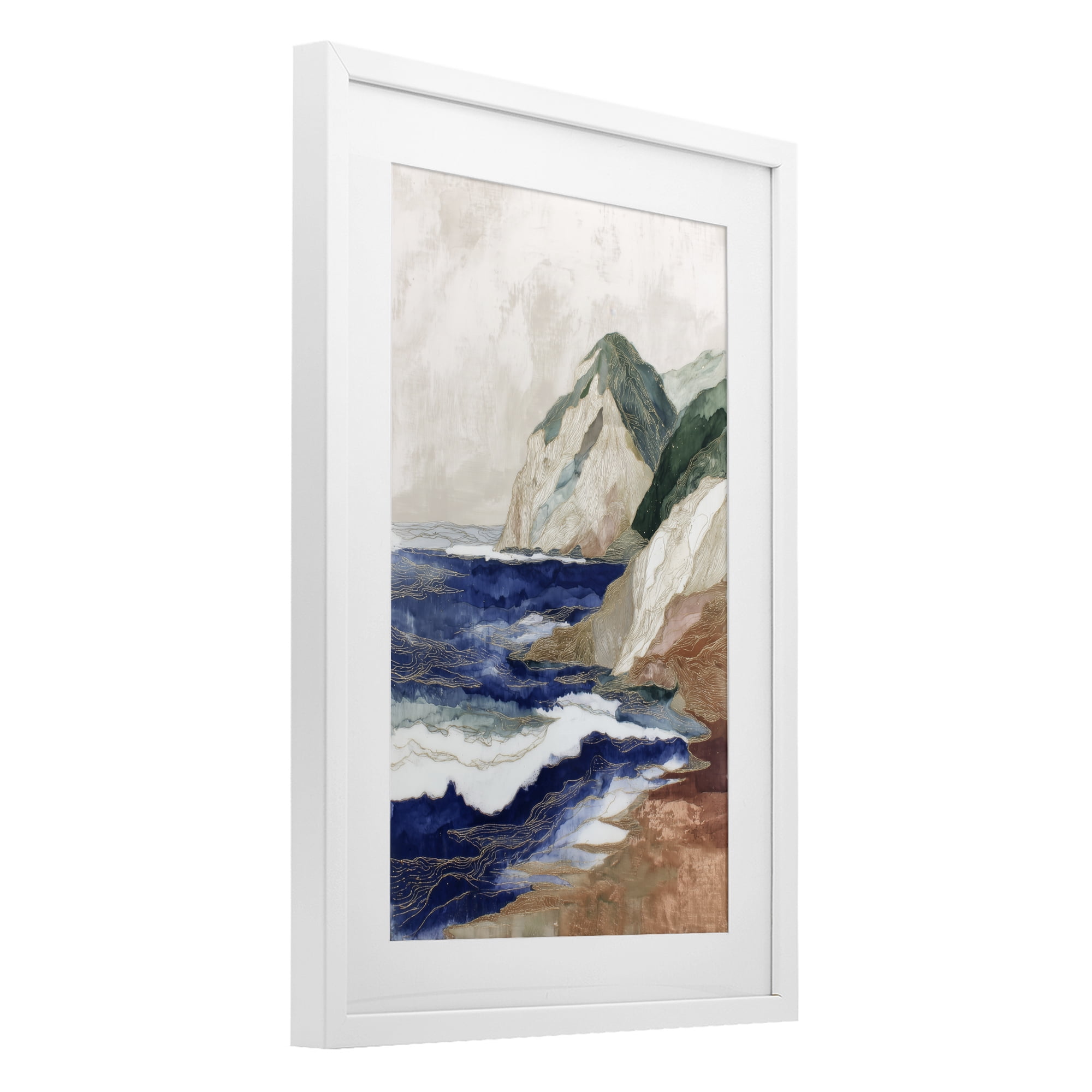 Stupell Industries Cliff Next To The Sea White Framed Print Under Glass, design by Chromatic Storm Studio