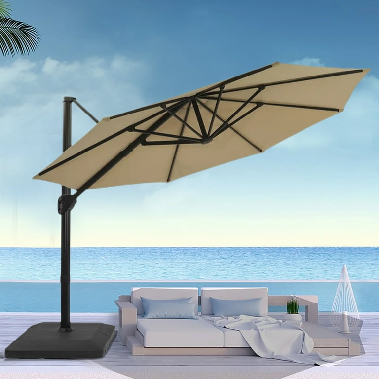 big offset patio umbrella GRAND 11 ft 12 ft Cantilever Patio with Base, Round Large Umbrellas for Garden Deck Pool and more BCP sets JEAREY 11 ft. Large Outdoor