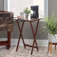 thumbnail image 3 of Kingfisher Lane Wood Five Piece Folding Set with Stand in Brown Faux Marble, 3 of 19