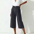 thumbnail image 3 of Capri Pants for Women Pleated Business Casual Work Trousers High Waisted Relaxed Fit Dressy Capris with Pockets, 3 of 7