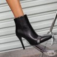 thumbnail image 6 of QQAMB Womens Kitten Heel Ankle Boots Pointed Toe Buckle Side Zipper Tassel Fall Winter Booties Shoes, 6 of 8