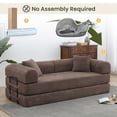 thumbnail image 6 of Muumblus 78" Corduroy Loveseat Cloud Sofa , Queen Size Convertible Slpper Couch Bed for Living Room, Brown, 6 of 7