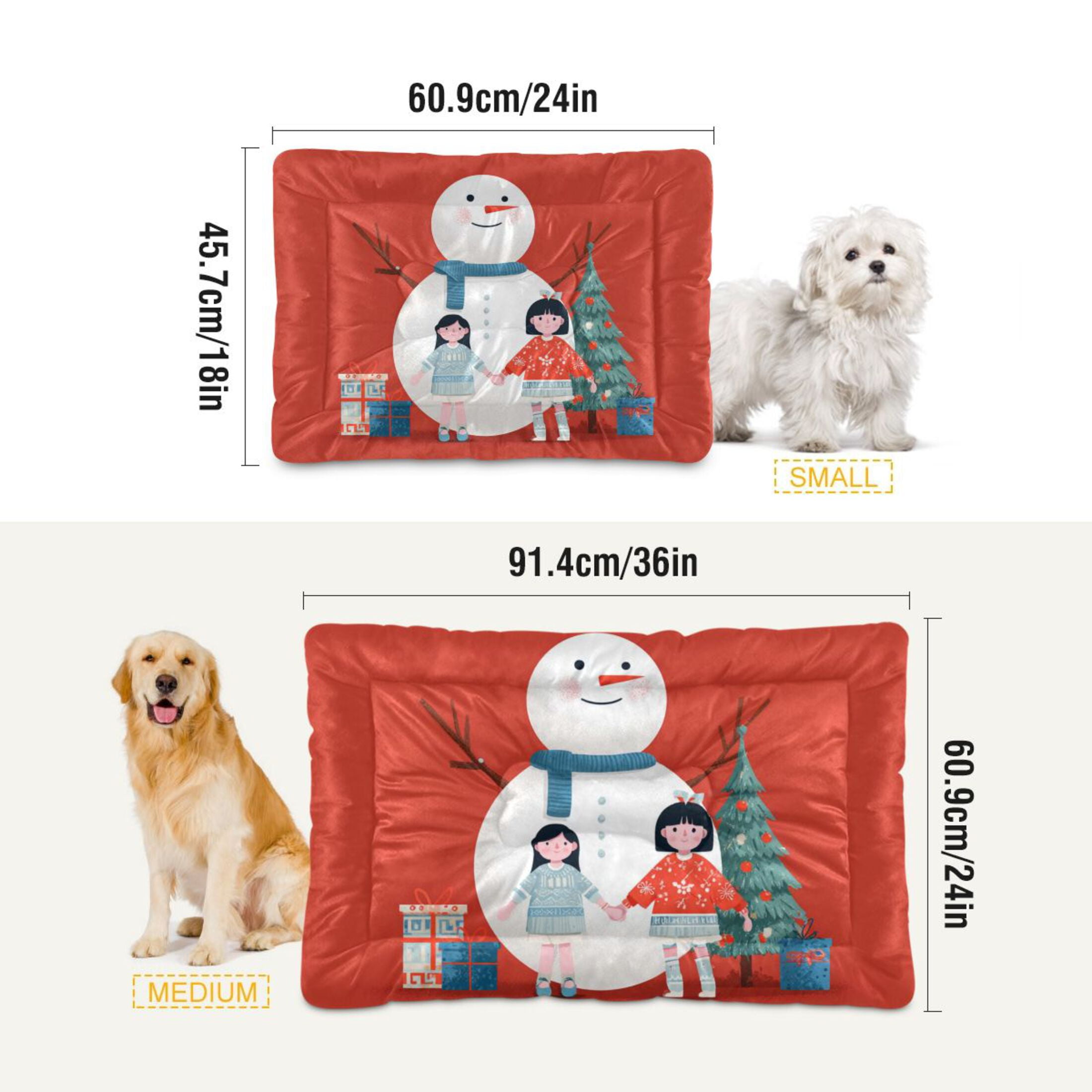 Cozy Mat Pet Bed Indoor Outdoor Warm Soft For Cat Dog Puppy(S/M) Holding Hands Surround Snowman