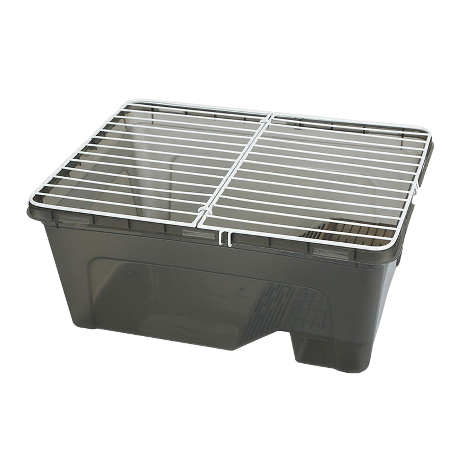 TOOYFUL Turtles Tank Aquarium Turtle Habitat with Cover Easy to Feeding Durable Reptile Aquarium Reptile Habitat for Frog Amphibians Black
