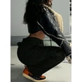 thumbnail image 2 of Y2K Style High Waist Wide Leg Workwear Jeans With Stretch And Flap Pockets - Women's Retro Streetwear Cargo long pants, 2 of 7