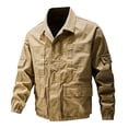 thumbnail image 3 of MexChoioe Mens Lapel Collar Cargo Jacket Full Zip Multi Pockets Lightweight Fall Casual Outerwear for Mens, 3 of 5