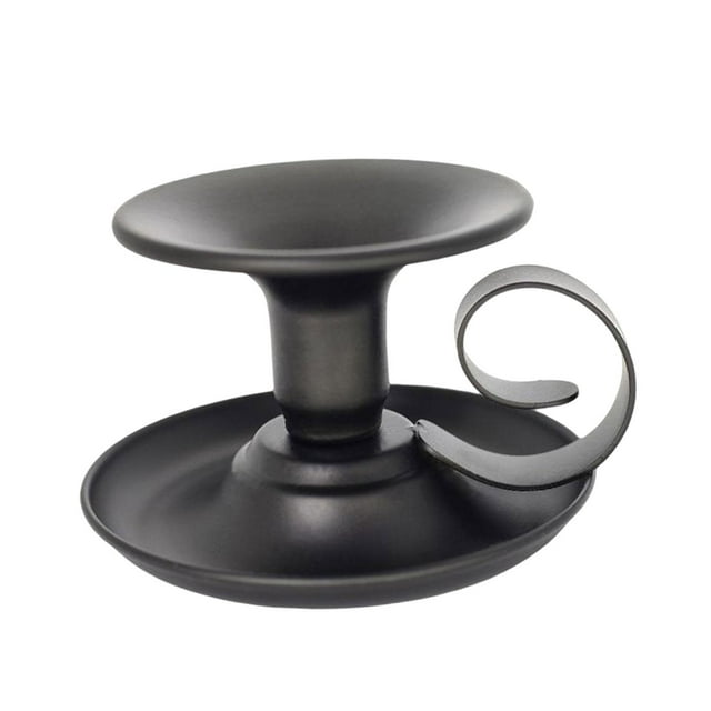 Candelabro de hierro hecho a mano con diseño de taza de té para decoración elegante en el hogar Negro