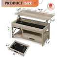 thumbnail image 3 of Coffee Table, 39" Lift Top Coffee Table with Hidden Compartment, Storage Drawers and Storage Shelf for Living Room, Reception Room, Grey, 3 of 8
