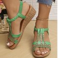 thumbnail image 4 of Samickarr Summer Sandals For Women Indoor And Outdoor Wide Women's Fish-mouth Slip- Slope Heel Shoes Casual Bohemian Rhinestone Roman Sandals, 4 of 7