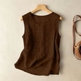 thumbnail image 5 of Womens Linen Embroidered Tank Tops 2026 Trendy Summer Casual Loose Fit Crewneck Sleeveless Shirts Fashion Ladies Blouses, 2XL, 5 of 7