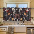 thumbnail image 2 of Yayeee Kitchen Curtains Tier Set of 2 Light Filtering 57"x36" Over Sink Window Panels, Black Floral Pattern, 2 of 7