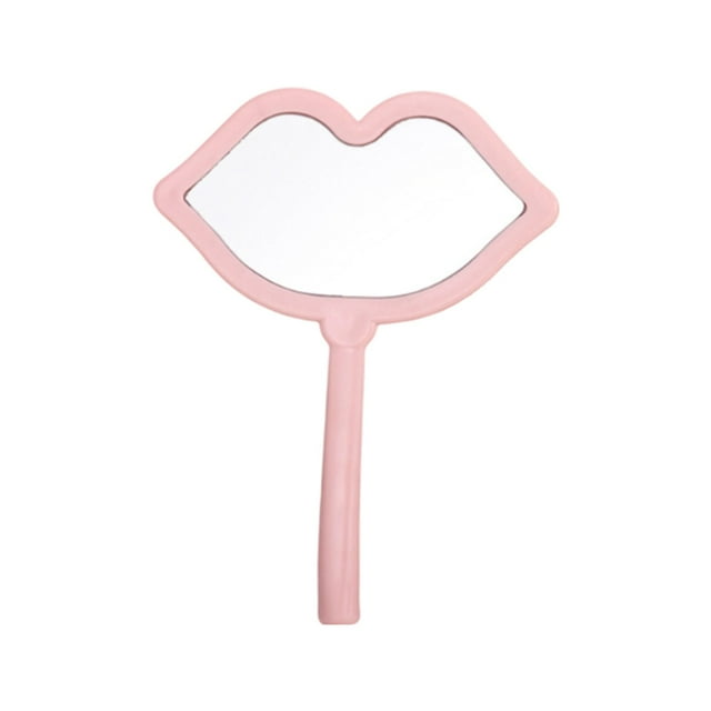 Pink Compact Lip Shaped Makeup Mirror Handheld For Convenient Travel And Purse Touch Ups 6.29 Inches By 4.72 Inches