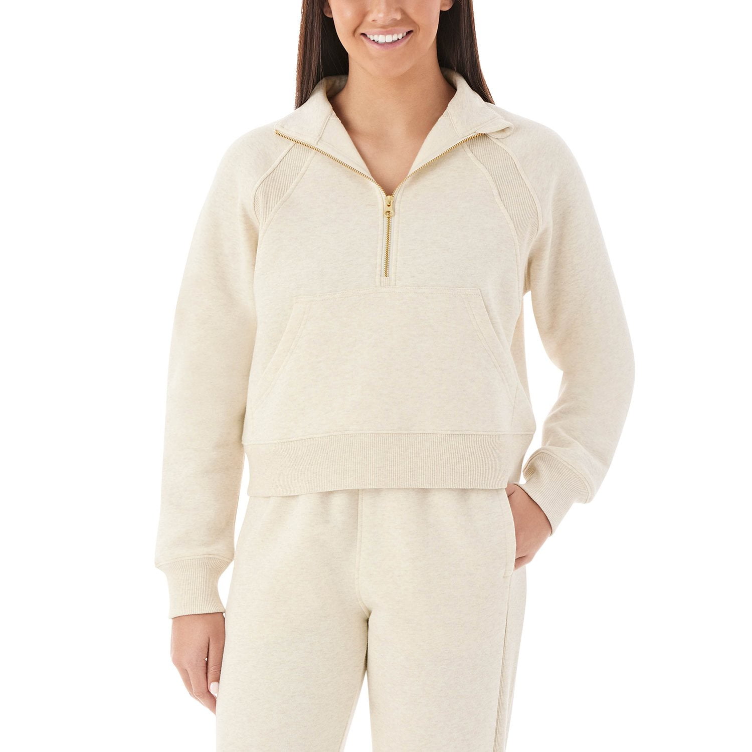 8YARDS Women's RIBSEPA-PULLOVER 2G ベージュM Women's Sherpa Quarter-Zip Pullover – Boxercraft