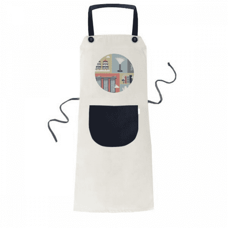

Singapore Skyscraper Famous Spots Apron Adjustable Bib Cotton Linen BBQ Kitchen Pocket Pinafore