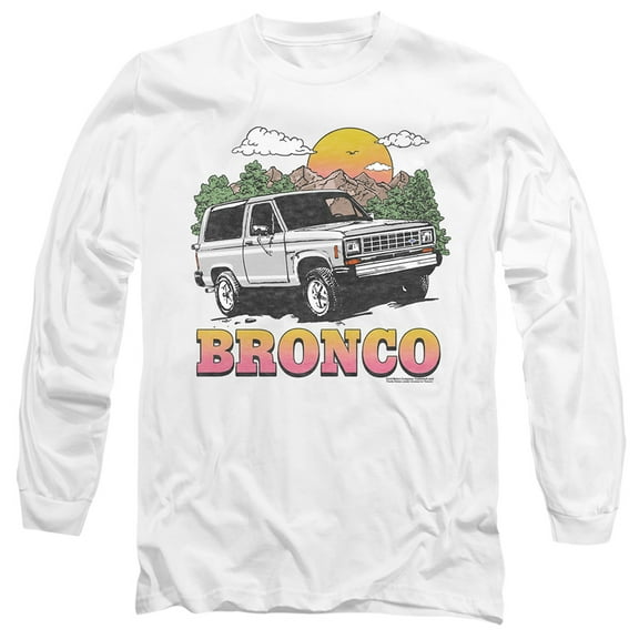 Ford Bronco in The Mountains Unisex Adult Long-Sleeve T Shirt (3X-Large) White
