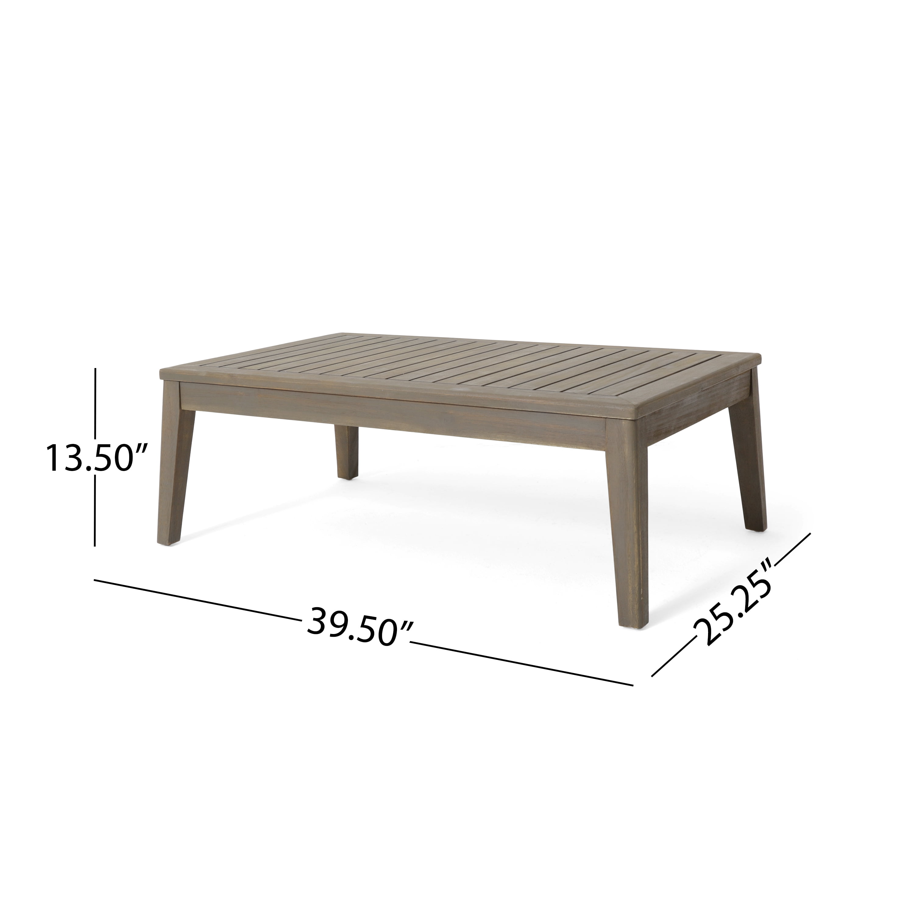 5-Piece Modular Outdoor L-Shape Sofa Set with Coffee Table & Ottoman, Acacia Wood, Gray Water-Resistant Fabric