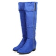 thumbnail image 5 of DbDk DF21 Women Suede Knee High Pointy Toe Snap Cuff Hidden Wedge Boot, 5 of 5