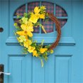 thumbnail image 6 of Easter Decorations Kokovifyves Spring Withered Branches Wreath, Door Hanging Small Yellow Flowers, Outdoor Courtyard Rattan Ring, 6 of 9