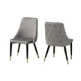 thumbnail image 2 of Baxton Studio Giada Contemporary Glam and Luxe Grey Velvet Fabric and Dark Brown Finished Wood 2-Piece Dining Chair Set, 2 of 7