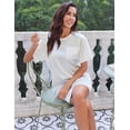thumbnail image 4 of Ekouaer Silk Sleep Shirts for Women Satin Nightshirt Nightgown Short Sleeve Sleepwear Round Neck Shirt Dress With Chest Pocket, 4 of 6