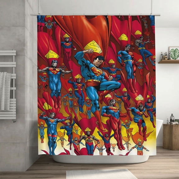 Shower Curtain Cartoon Art Bath Shower Curtains with 12 Hooks, Waterproof Washable Polyester Bathroom Home Decor Set 72x72 Inch, Iron