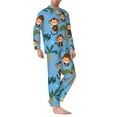 thumbnail image 2 of Naloa Monkeys Swinging from Palms Men’s Pajamas Set - Long Sleeve Button Down Sleep Shirt and Pajama Bottoms Sleepwear Set-Large, 2 of 7