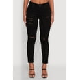 thumbnail image 4 of Womens WAX Ripped Rolled Cuff Skinny Jeans, 4 of 5