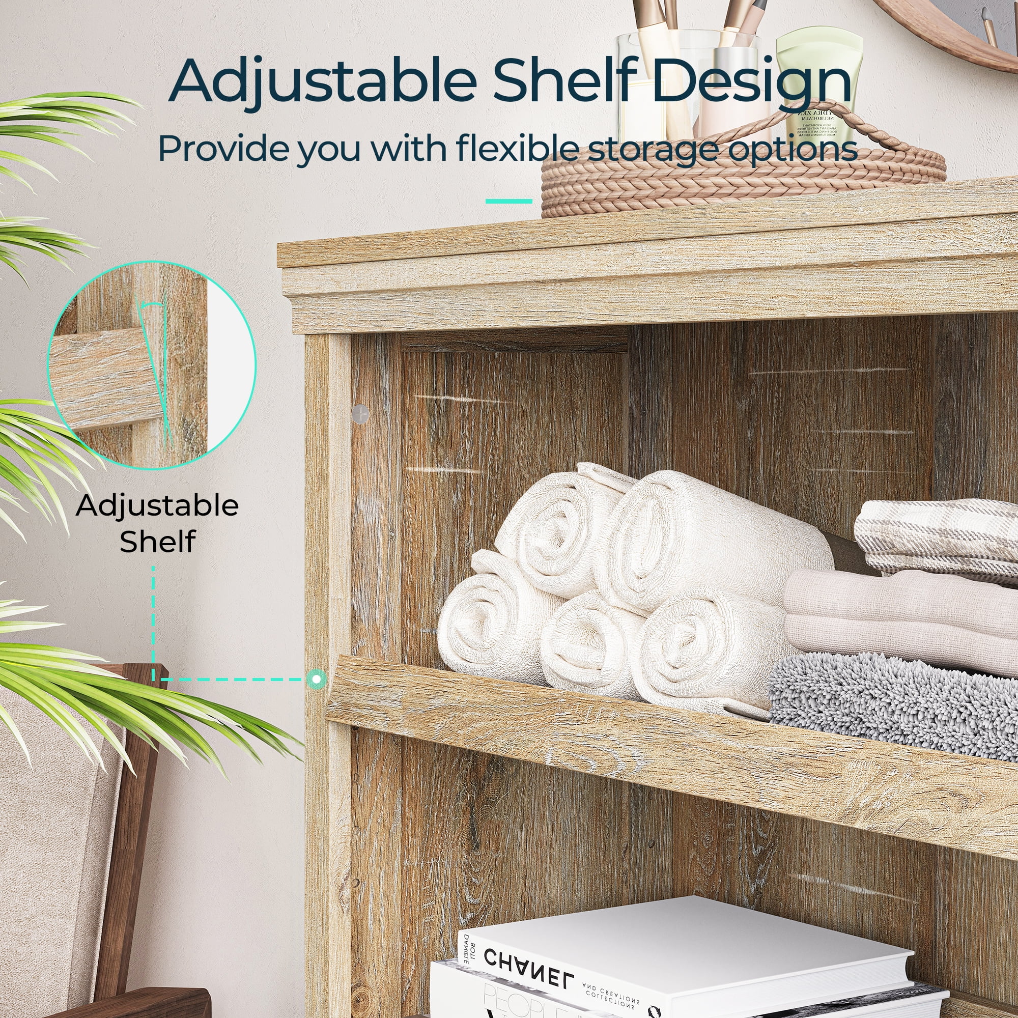 LINSY HOME 40in 3 Tier Bookshelf, Small Bookcase Shelf Storage Organizer, Modern Book Shelf for Bedroom, Living Room and Home Office,Light Brown